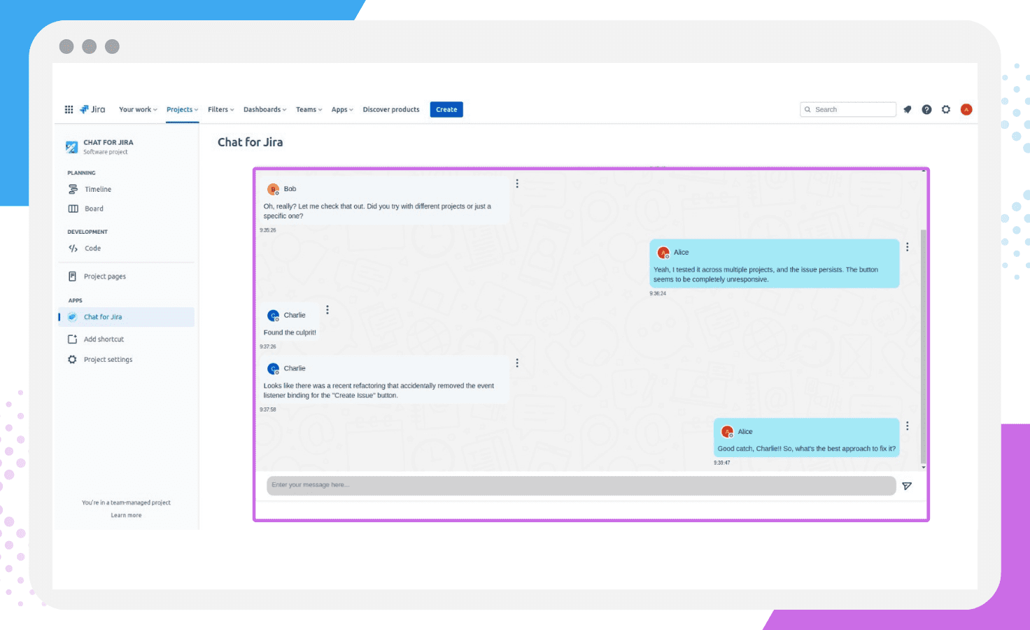 chat for jira app - web image - feature 1